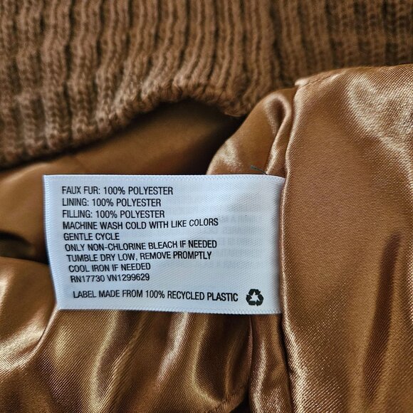 Wild Fable Womens Sherpa Bomber Jacket XS Faux Fur Camel Brown Full-Zip Stylish - Picture 10 of 10